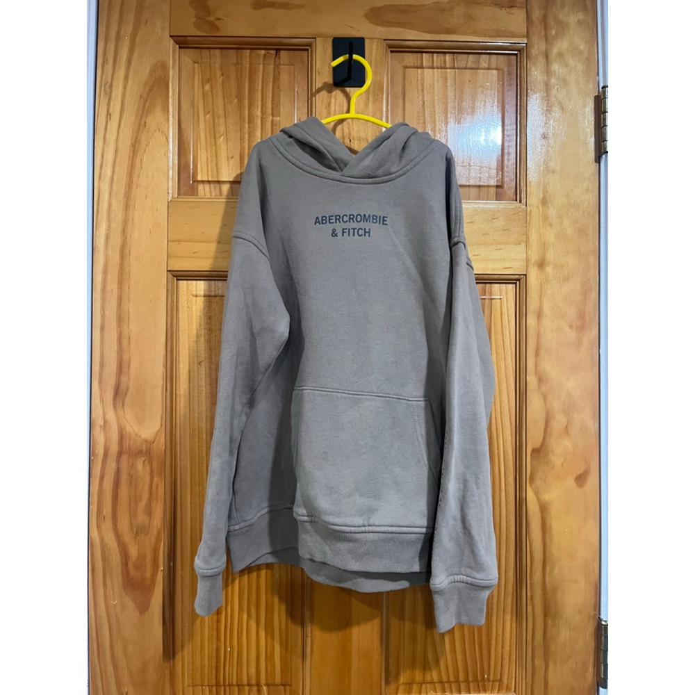 Abercrombie Kids Hoodie Boys Girls Size 9/10 Relaxed Fit Taupe Logo Pullover Swe